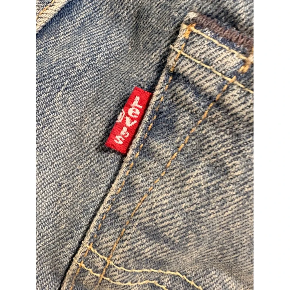 Levis 501 CT Custom Tapered Blue Distressed Jeans Button Fly Mens 30x30